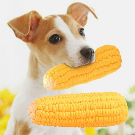 Fairnull Pet Dog Puppy Latex Corn Shape Squeaky Bite-resistant Interactive Play Chew Toy