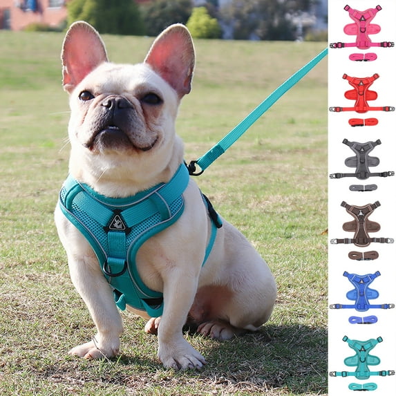 Fairnull Pet Harness Leash Reflective Stripes Anti-pull Breathable Pet Dogs Cats Harness Traction Rope Set for Pet Training