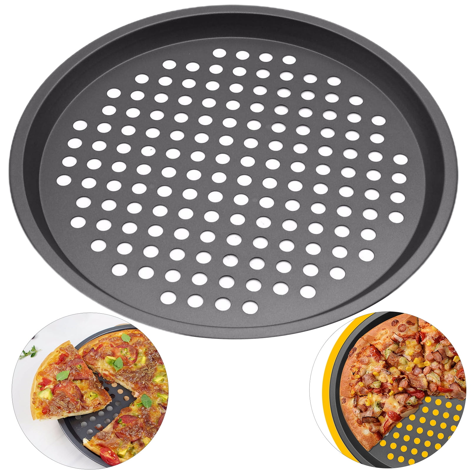 Fairnull Pizza Pan Non-stick Coating Heat Resistant Circular Punching ...