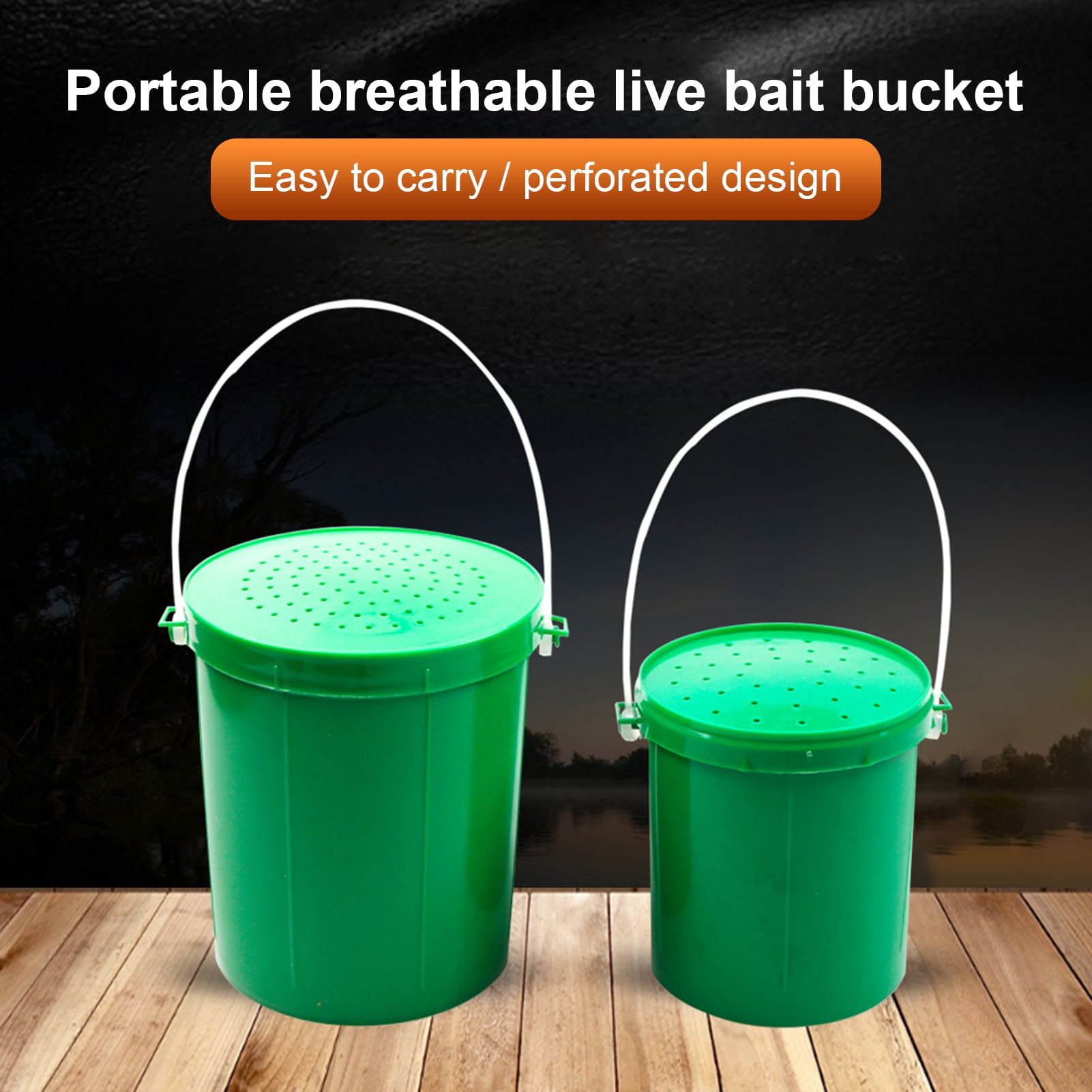 Fairnull Portable Live Lure Bucket Reusable Plastic Worm Bait Bucket With  Handle Design for Fishing 