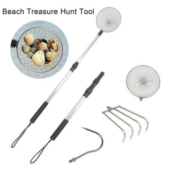 Fairnull Sand Sifter Beach Scoop Telescoping Shovel for Seashell Hunting Shark Teeth Collecting And Rock Sifting