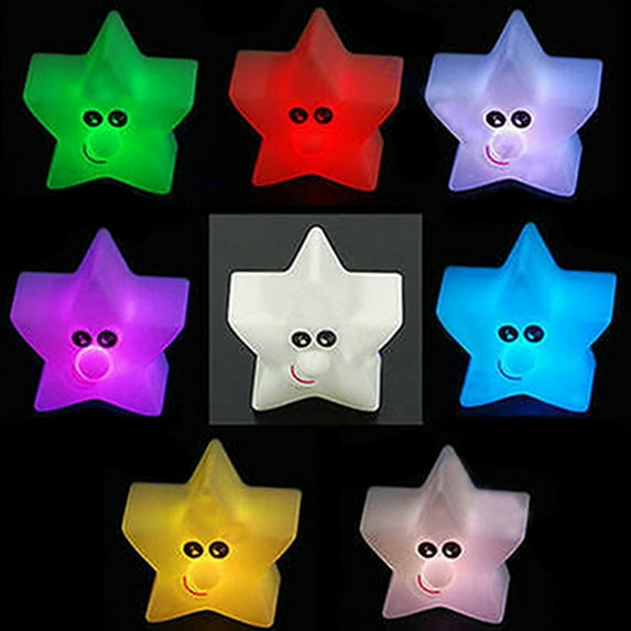 Fairnull Shiny Star Shape 7-Color Changing Night Light Bedroom Decor LED Lamp Nightlight