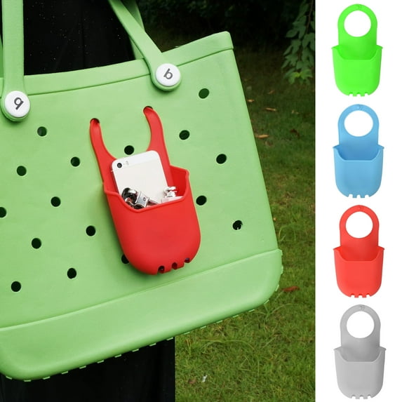 Fairnull Silicone Hanging Bag Portable Lightweight Solid Color Universal Mobile Phone Storage Pouch Beach Hole Bag Accessories