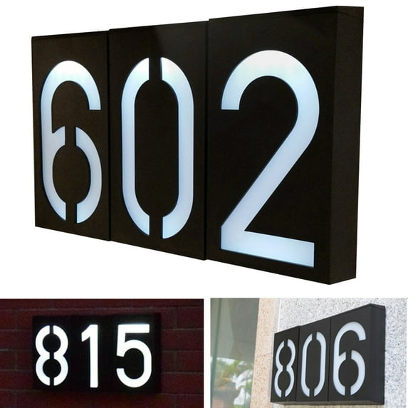 Fairnull Solar Powered 0-9 LED Light House Address Number Street Road Doorplate Wall Lamp
