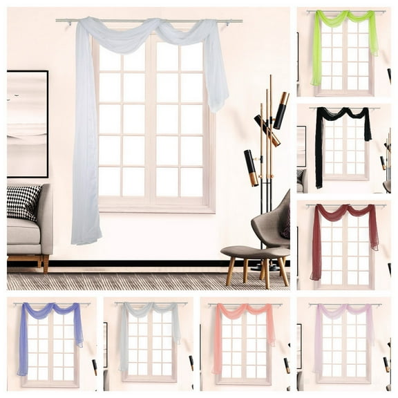 Fairnull Solid Color Ultra-thin Window Screening Fully Hemmed Sheer Voile Window Scarf European Style Princess Window Gauze