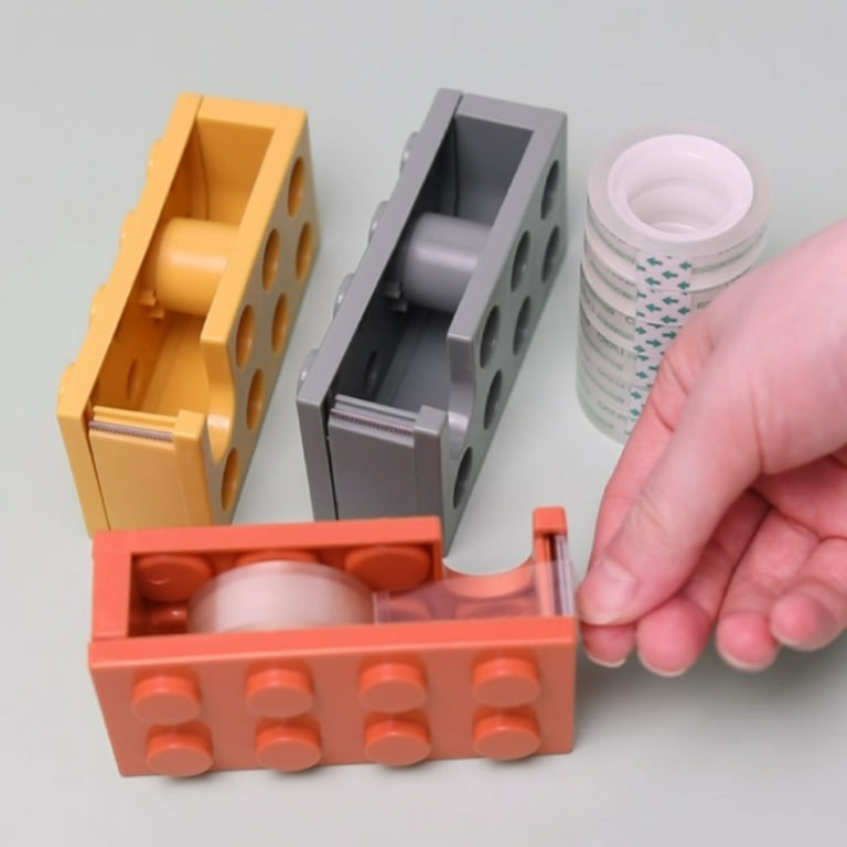 Fairnull Toy Bricks Design Masking Tape Cutter Labor saving Plastic Storage Organizer Tape Holder School Supplies