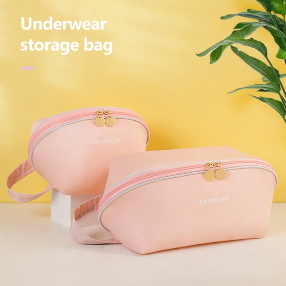 Fairnull Underwear Storage Bag High Capacity Large Opening Multi-partition Space-Saving Reusable Storage Dust-proof Portable Bra Underwear Bag Travel Use
