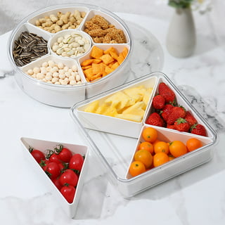 MineSign 2Pack Divided Veggie Tray with Lid for Snack Serving Container  Salad Keeper with 4 Removable Boxes Stackable Refrigerator Organizer Bins