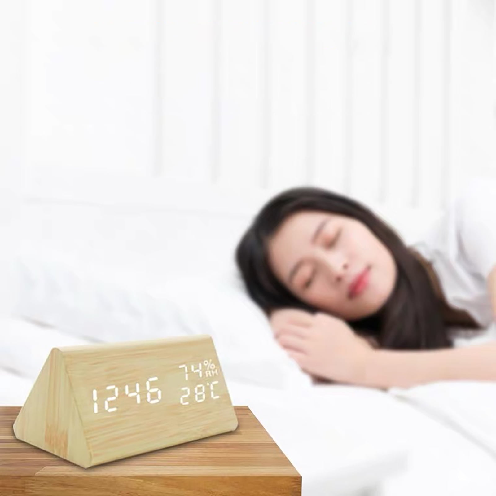 Fairnull Voice Control Alarm Clock Power-saving ABS Clear Screen ...