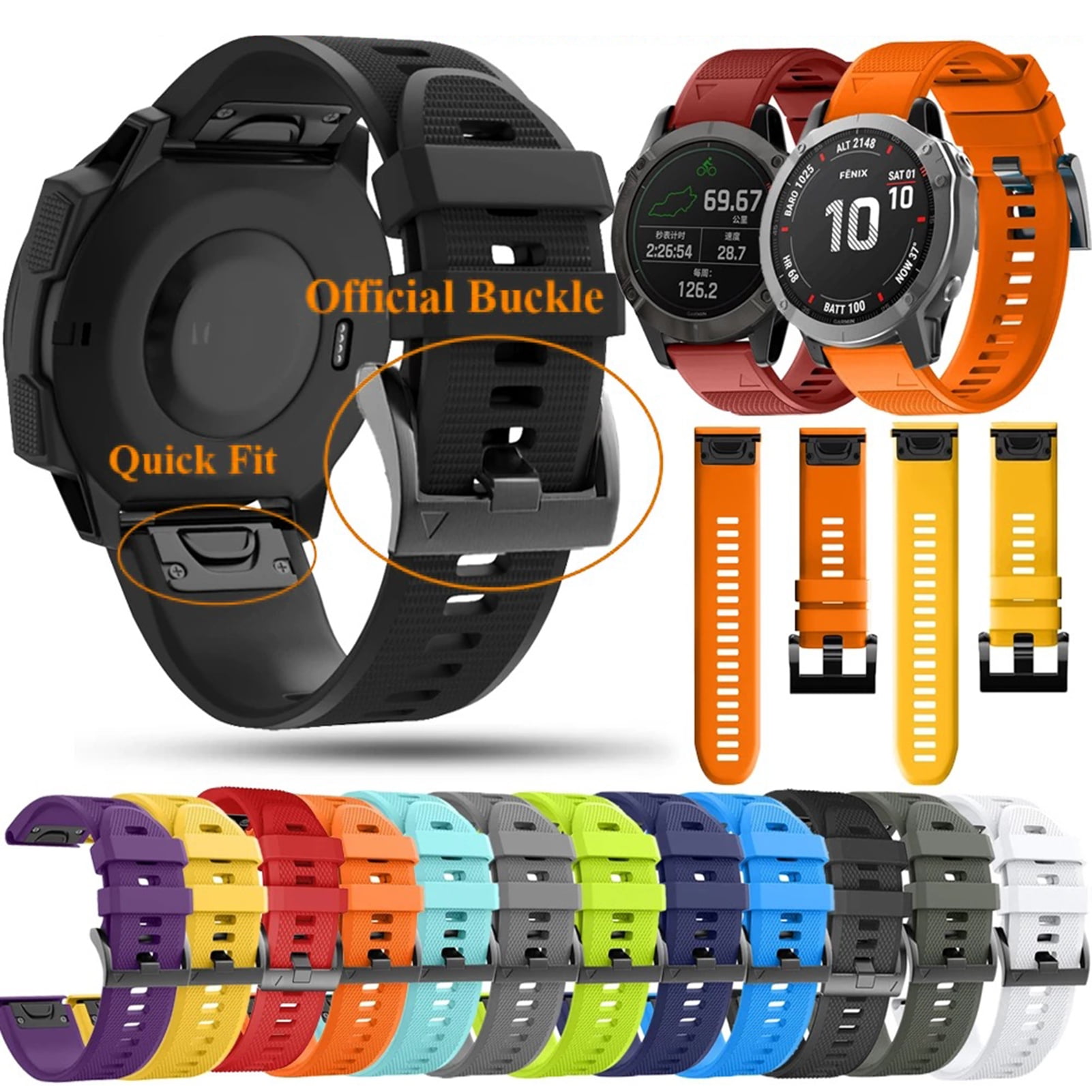 Fairnull Watch Band 22mm Quick Release Soft Silicone Smart Watch Wrist Strap Replacement for Garmin Fenix 7X 6X 6 5X Plus Walmart
