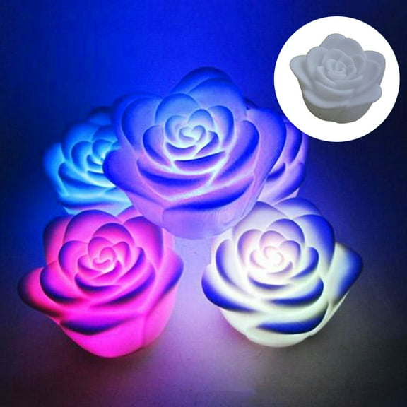 Fairnull Waterproof Floating Rose Flower Color Changing LED Night Light Home Party Decor