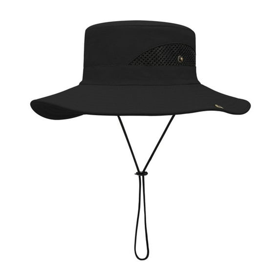 Fairnull Waterproof Men Hat Big Hat Brim 360 Degree Shading Multifunctional Breathable UV-proof Bucket Camping Cap for Daily Life
