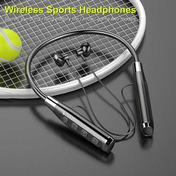 Fairnull Wireless Earbud Surround Sound Effect Mega Bass Ergonomic Bluetooth-compatible5.2 Sports Neck Hanging Earphone for Fitness