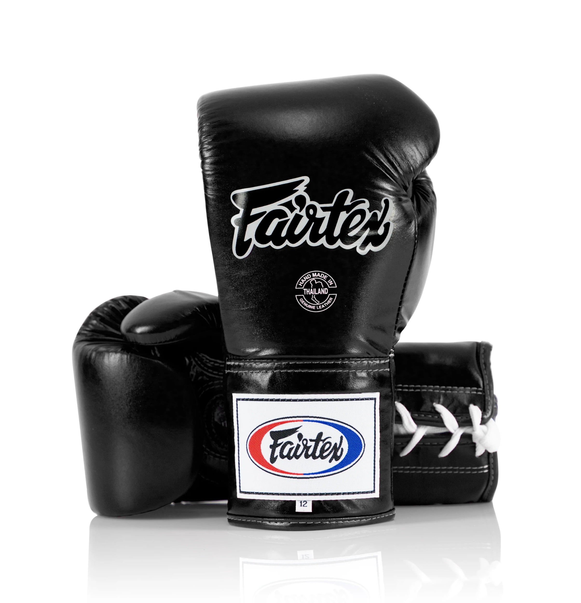 Fairtex BGL6 Pro Leather Laced Competition Gloves - Locked Thumb for Muay Thai and Boxing