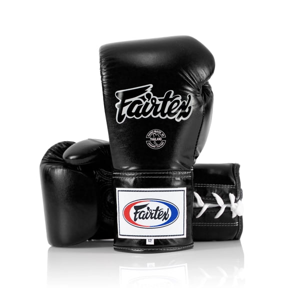 Fairtex BGL6 Pro Leather Laced Competition Gloves - Locked Thumb for Muay Thai and Boxing