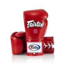 Fairtex BGL6 Pro Leather Laced Competition Gloves - Locked Thumb for Muay Thai and Boxing