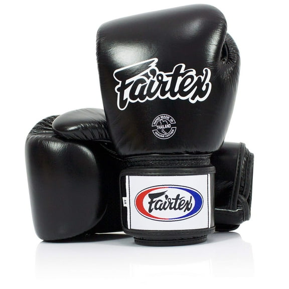 Fairtex BGV1-BR Muay Thai Boxing Gloves Breathable for Combat Sports, Black, 16 Oz