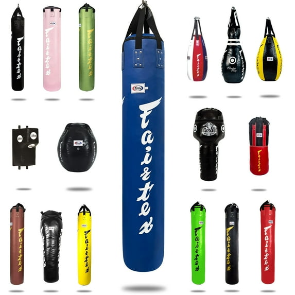 Fairtex Muay Thai Banana Punching Bag - 6 Ft Heavy Bag for Boxing, Kickboxing, MMA - Filled Blue Bag