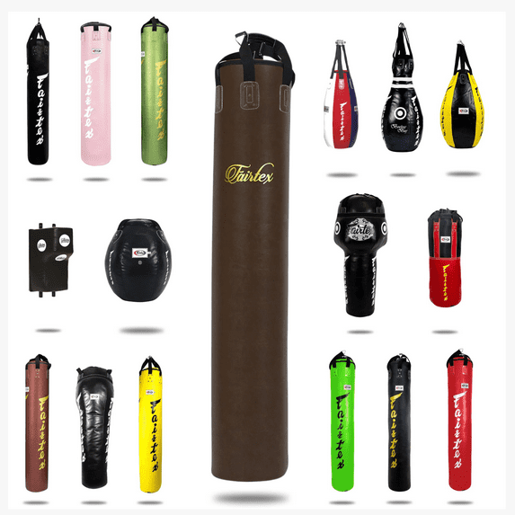 Fairtex Muay Thai Banana Punching Bag - 6 Ft Heavy Bag for Boxing, Kickboxing, MMA - Filled Brown Bag