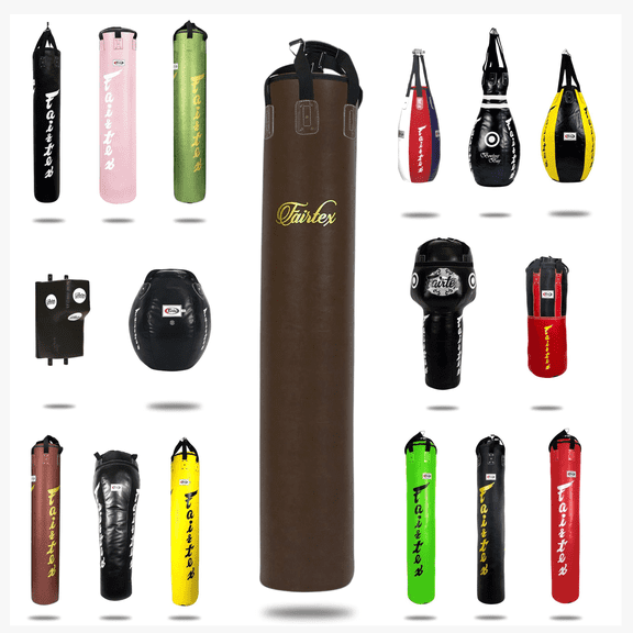 Fairtex Muay Thai Banana Punching Bag - 6 Ft Heavy Bag for Boxing, Kickboxing, MMA - Filled Brown Bag