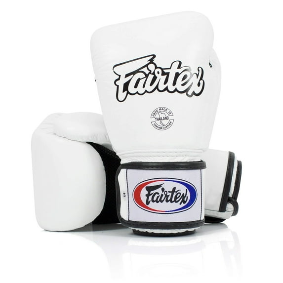 Fairtex Muay Thai Boxing Gloves BGV1-BR Breathable Gloves (White, 12oz)
