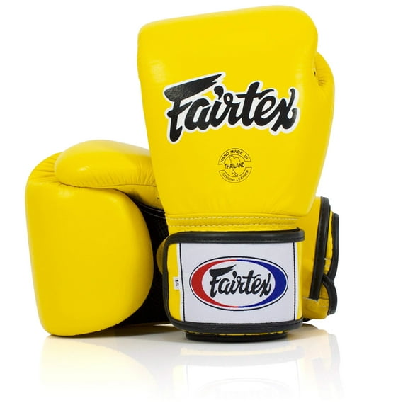 Fairtex Muay Thai Boxing Gloves BGV1-BR Breathable Gloves (Yellow, 14oz)