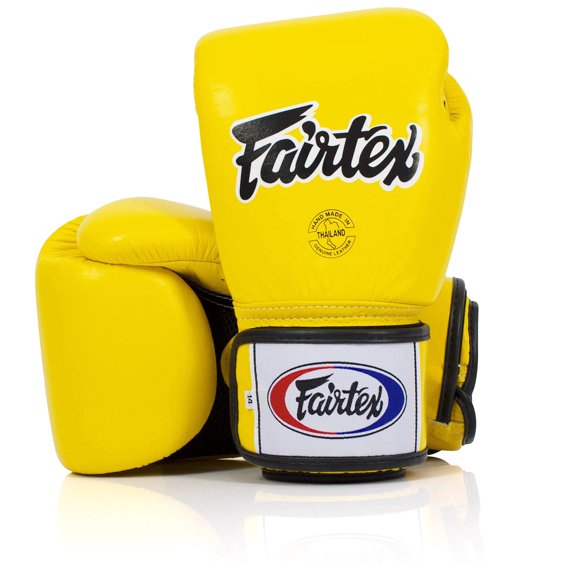 Fairtex Muay Thai Boxing Gloves BGV1-BR Breathable Gloves (Yellow, 16oz)