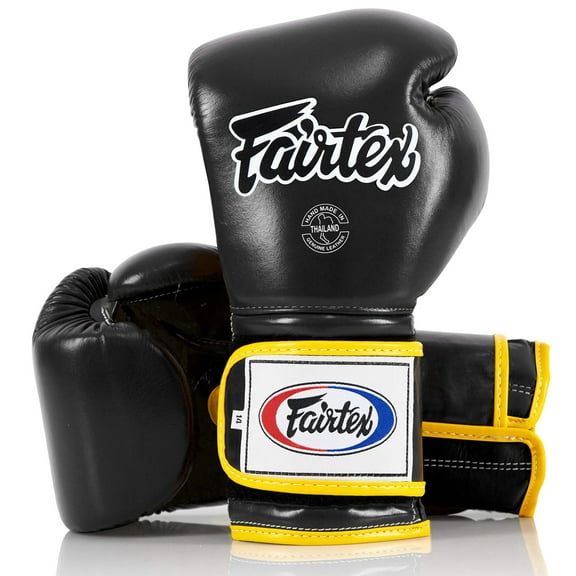 Fairtex BGV9 Mexican Style Black Yellow Piping Muay Thai Boxing Glove - Heavy Hitter