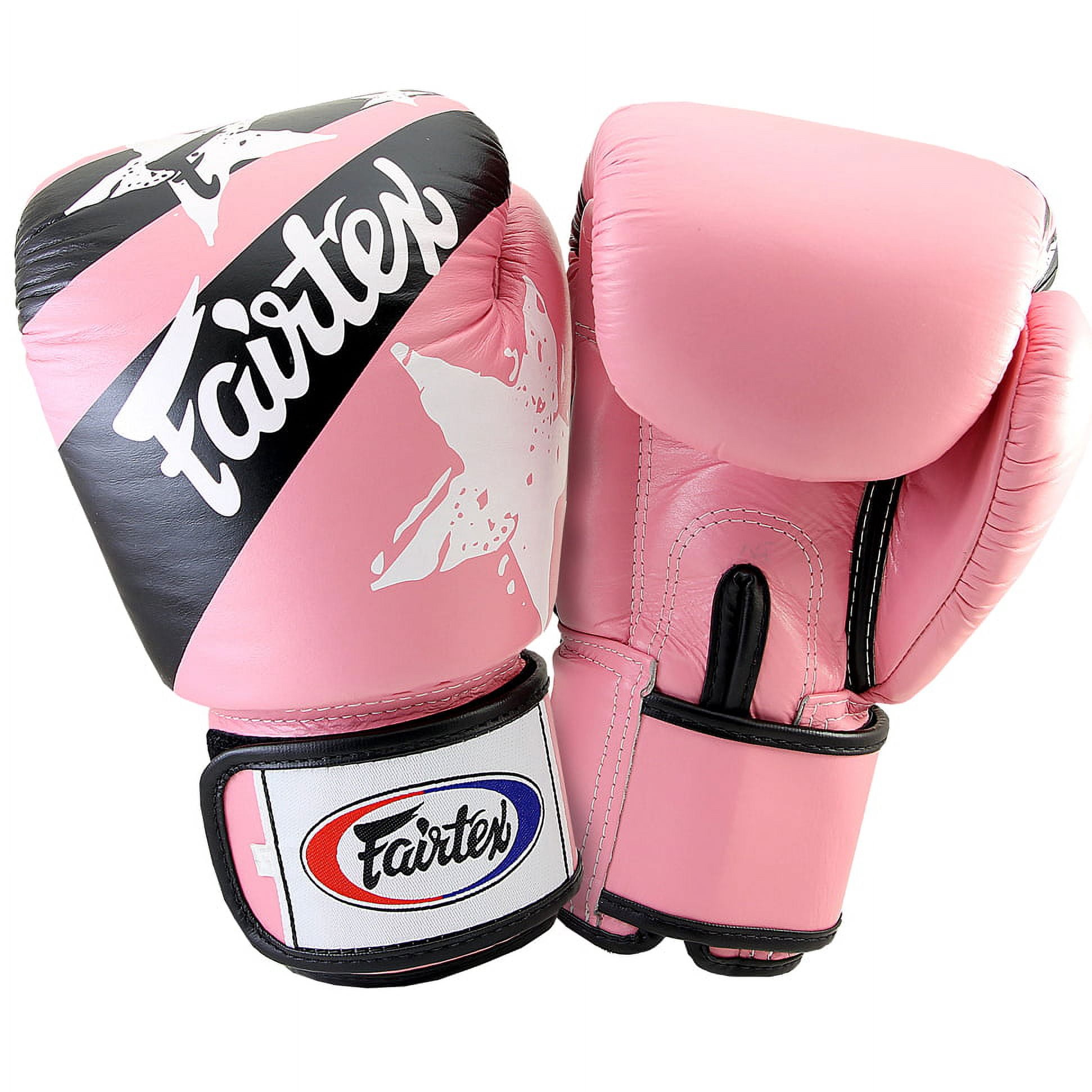 Fairtex Muay Thai-Style Sparring Gloves 12 oz Pink / Black Stars