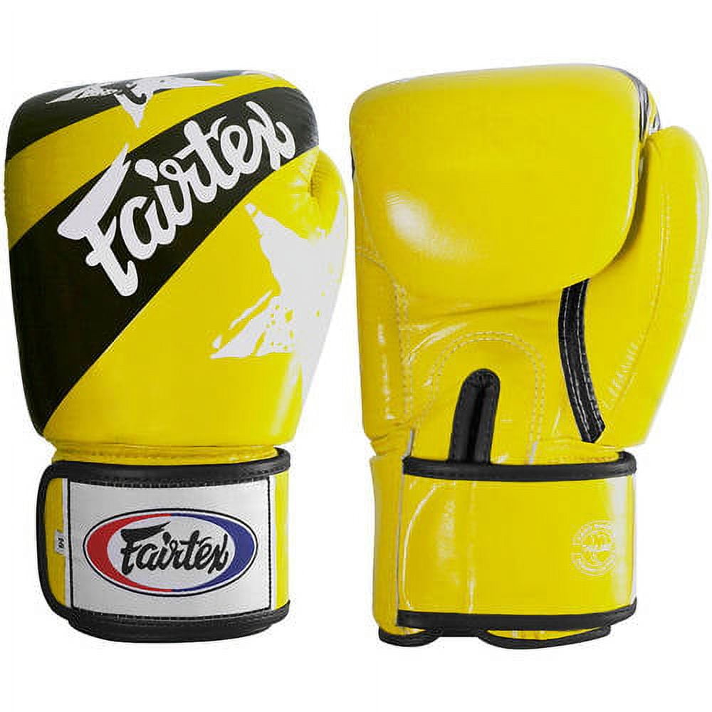 Fairtex Muay Thai-Style Sparring Gloves 12 oz Yellow / Black Stars