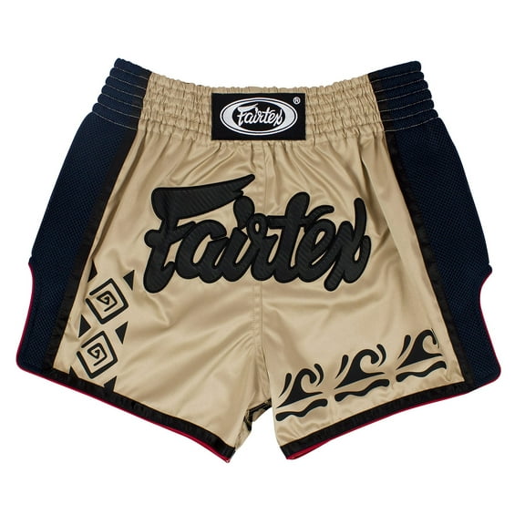 Fairtex New Muay Thai Boxing Shorts Slim Cut (Khaki, Large)