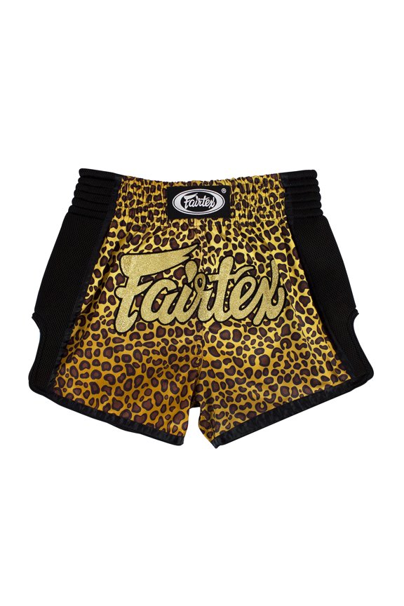 New Muay Thai Boxing Shorts Slim Cut (Leopard Skin, X-Large)
