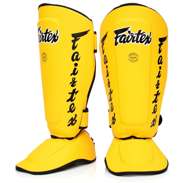 Fairtex Twister Shin Guards, SP7 - Detachable in-Step Shin Pads (Yellow,  Large)