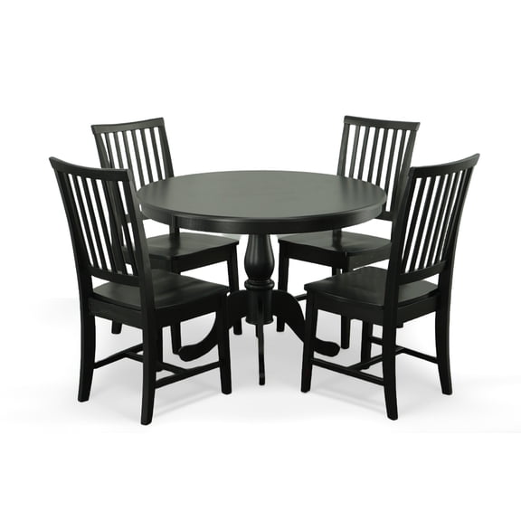 Carolina Chair & Table 3042T-AB Fairview Round Pedestal Dining Table- Antique Black - 42 in.