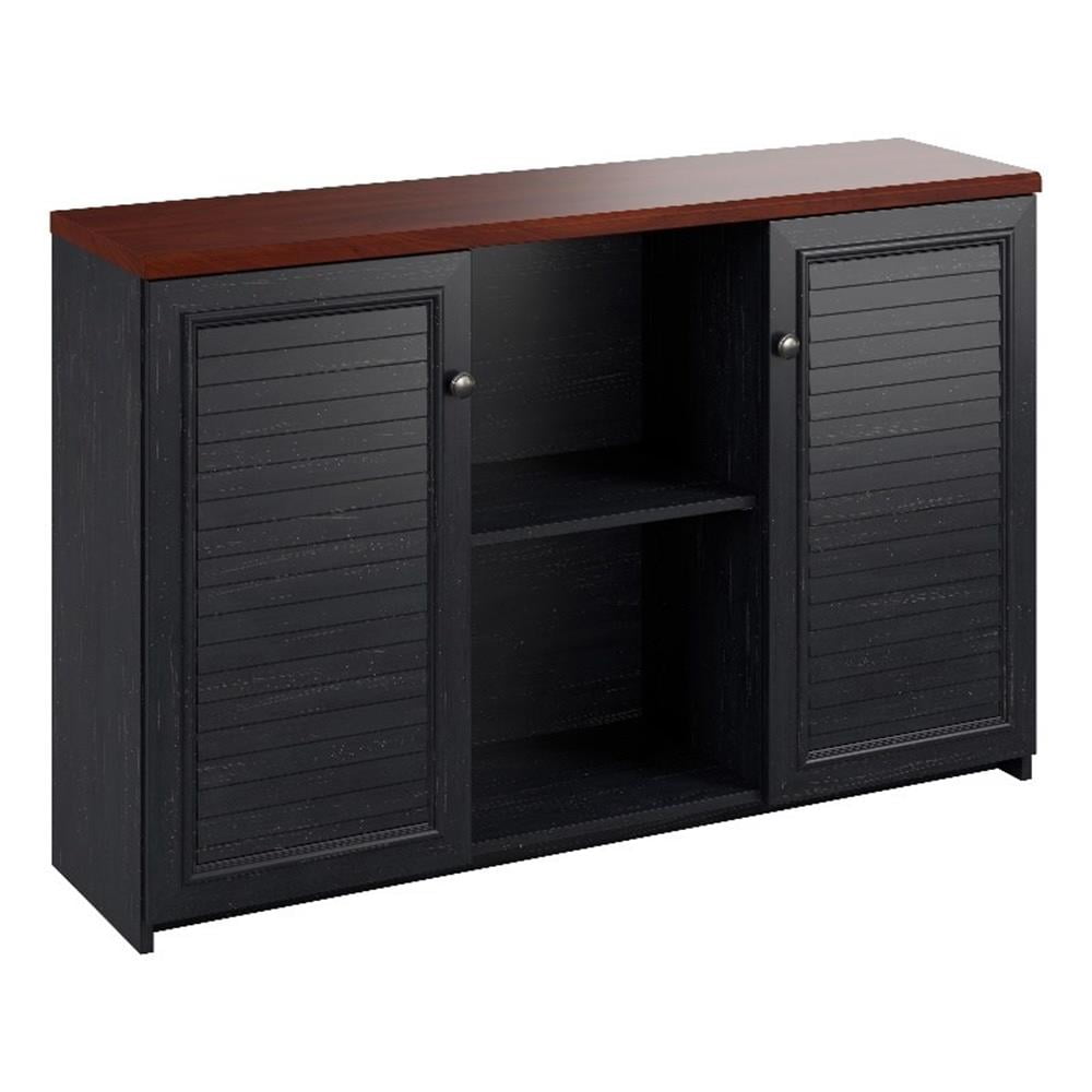 Antique Black and Hansen Cherry Office Cabinet with Adjustable Shelving