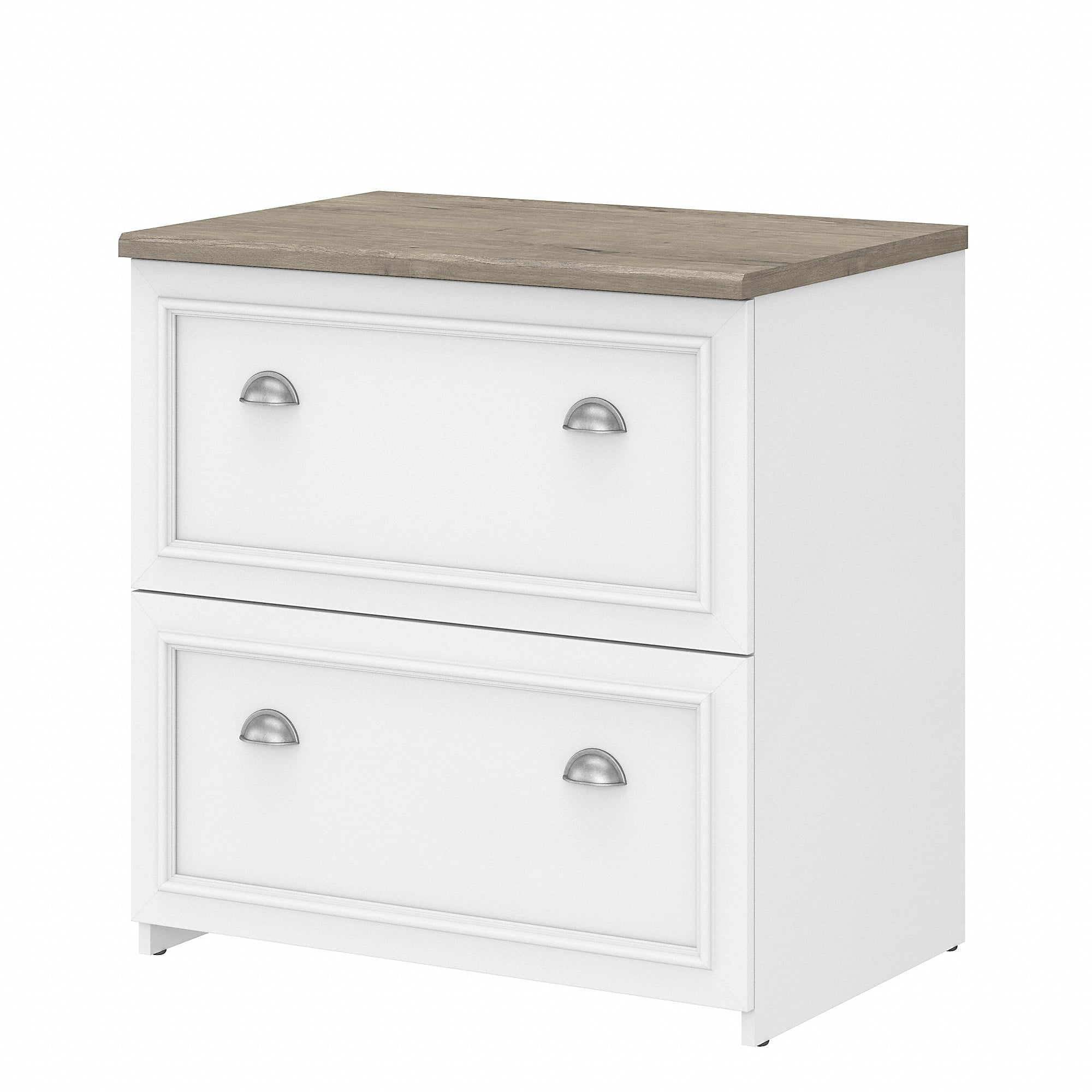 Fairview Cottage Style 2 Drawer Lateral File Cabinet in Shiplap Gray and Pure White