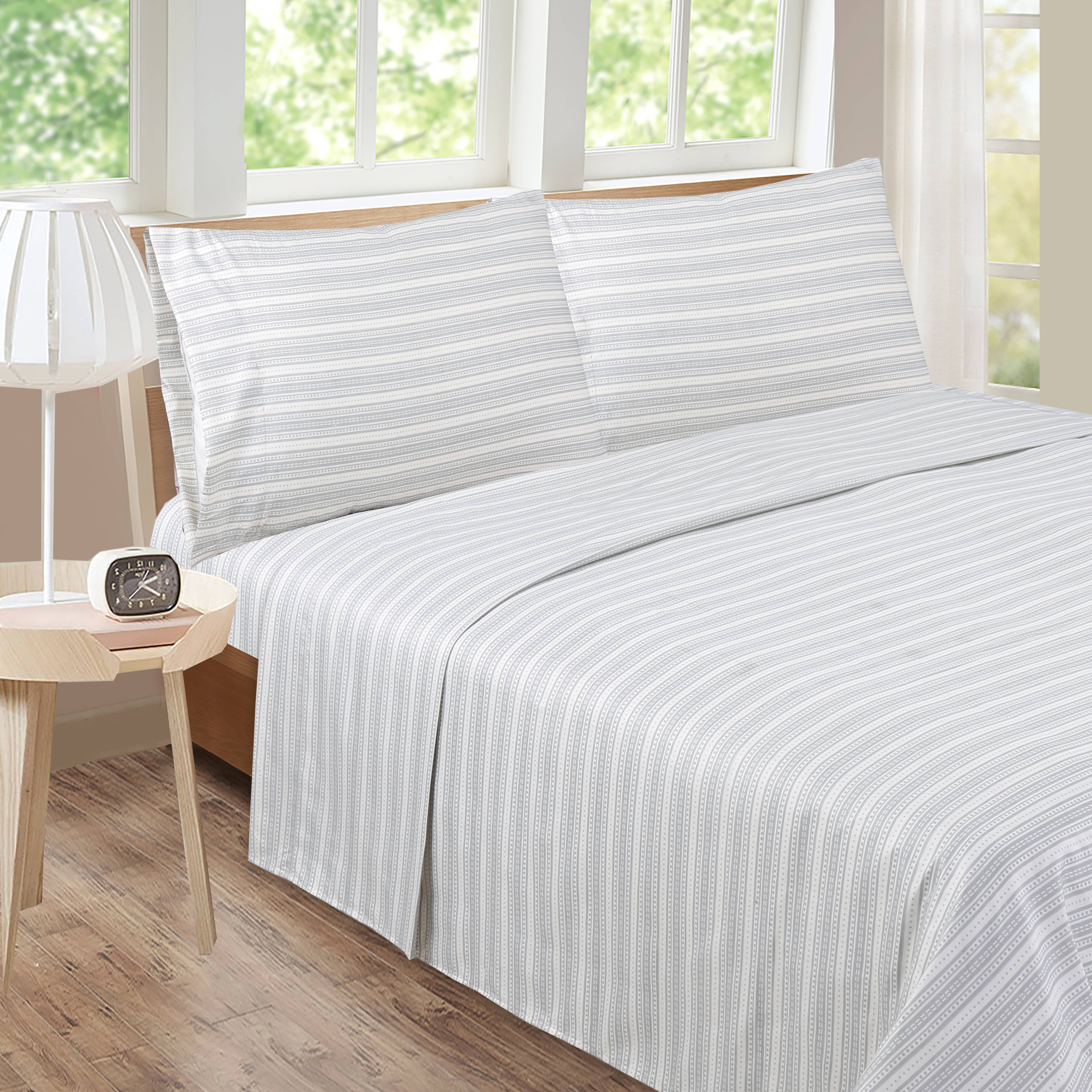 Fairview Grey Stripe Sheet Set Queen Grey