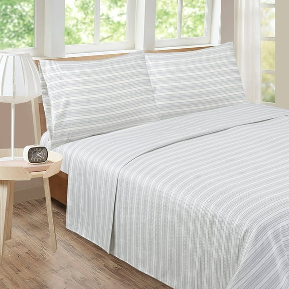 Fairview Grey Stripe Sheet Set Twin Grey