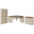 thumbnail image 1 of Fairview L Desk with File Cabinet & Bookcase in Antique White - Engineered Wood, 1 of 7