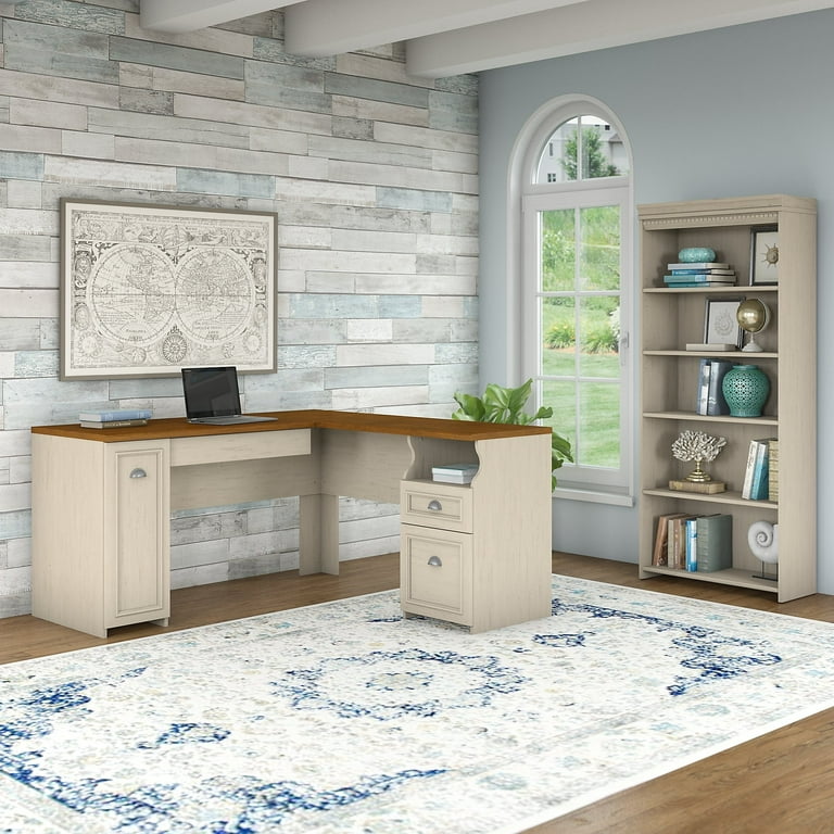 L shaped antique white cheap desk