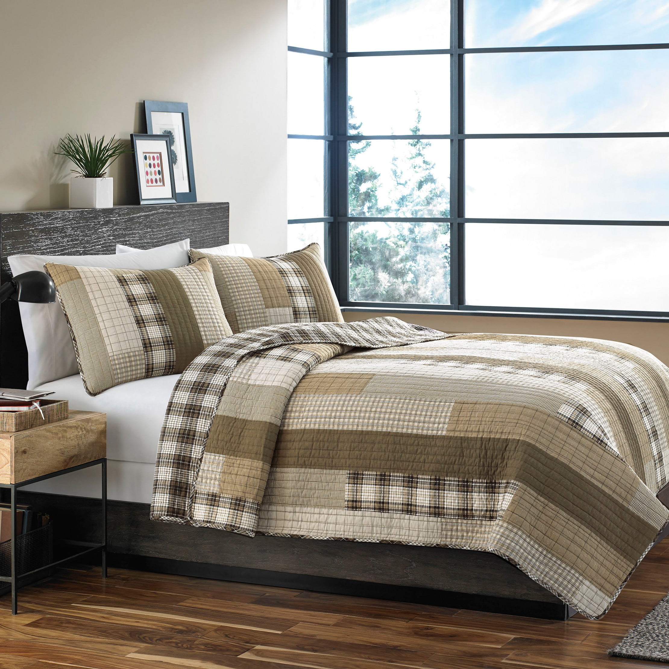 Twin Fairview Reversible Cotton Quilt Set in Saddle Brown