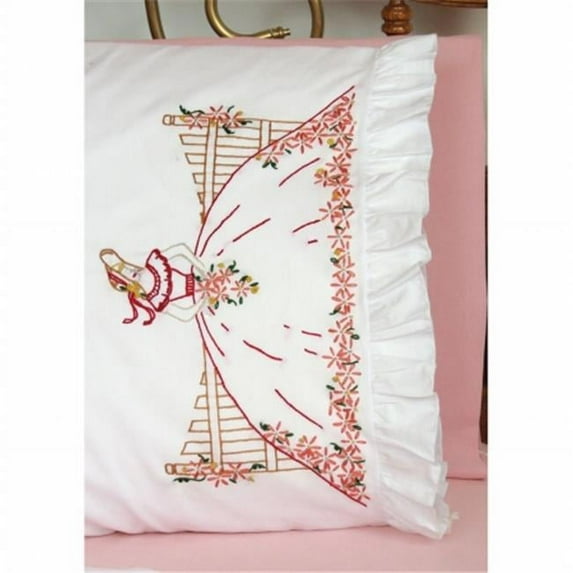Fairway 82567 Stamped Lace Edge Pillowcase 30''X20'' 2/Pkg-Fence Lady