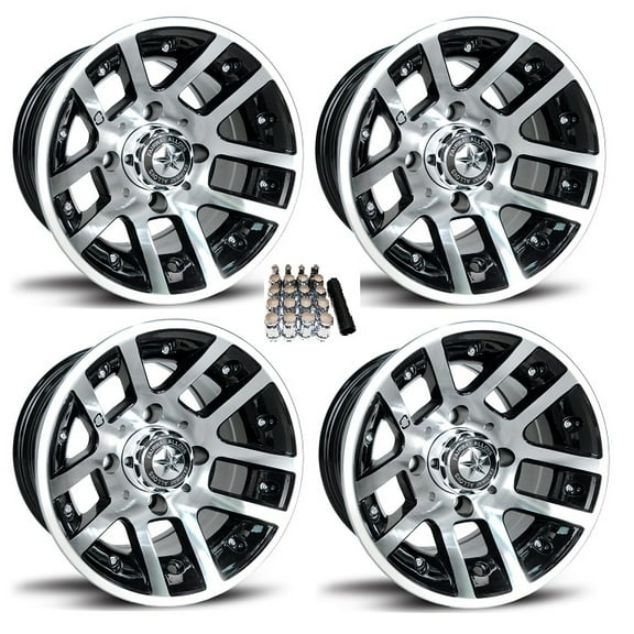 Fairway Alloys 10" Illusion Gloss Black Golf Cart Wheels/Rims E-Z-GO & Club Car