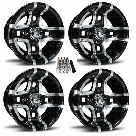Fairway Alloys 10" Prestige Gloss Black Golf Cart Wheels/Rims Yamaha