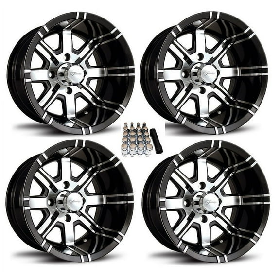 Fairway Alloys 12" Aggressor Gloss Black Golf Cart Wheels E-Z-GO & Club Car