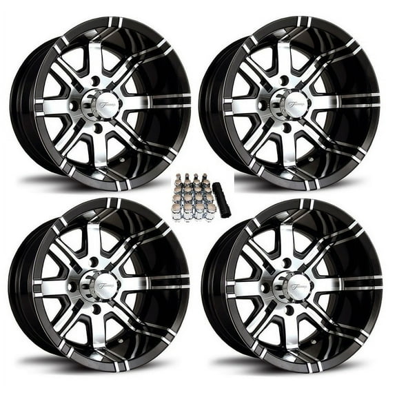 Fairway Alloys 12" Aggressor Gloss Black Golf Cart Wheels Yamaha