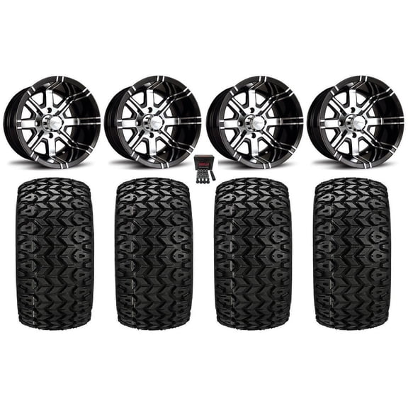 Fairway Alloys Aggr 12" Golf Wheels Bk 20" Sierra Sport Tires E-Z-GO & Club Car
