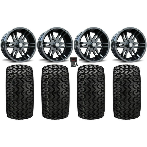 Fairway Alloys Flex 12" Golf Wheels Black 20" Sierra Sport Tires Yamaha