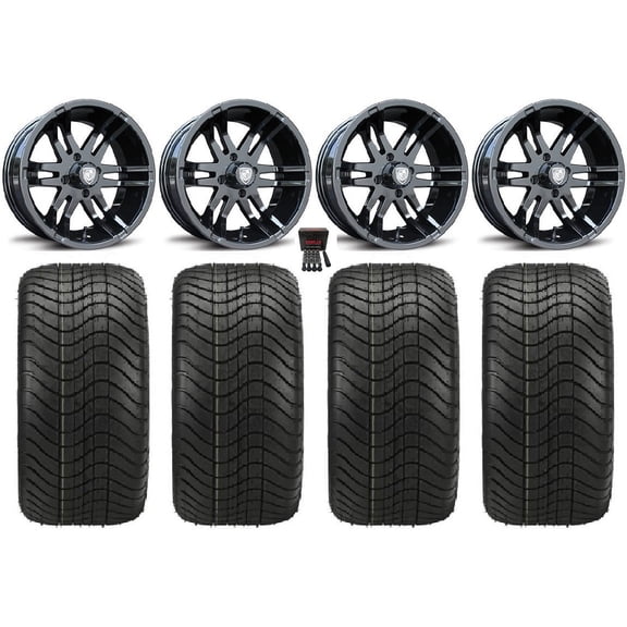 Fairway Alloys Flex 12" Golf Wheels Black Elite 215x40-12 Tires Yamaha