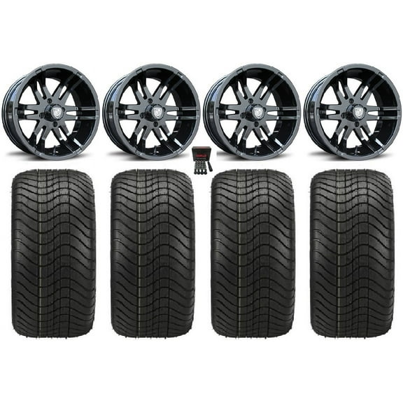 Fairway Alloys Flex 12" Golf Wheels Black Elite 23x10-12 Tires Yamaha